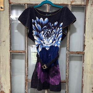 Floral Black and Purple Dress